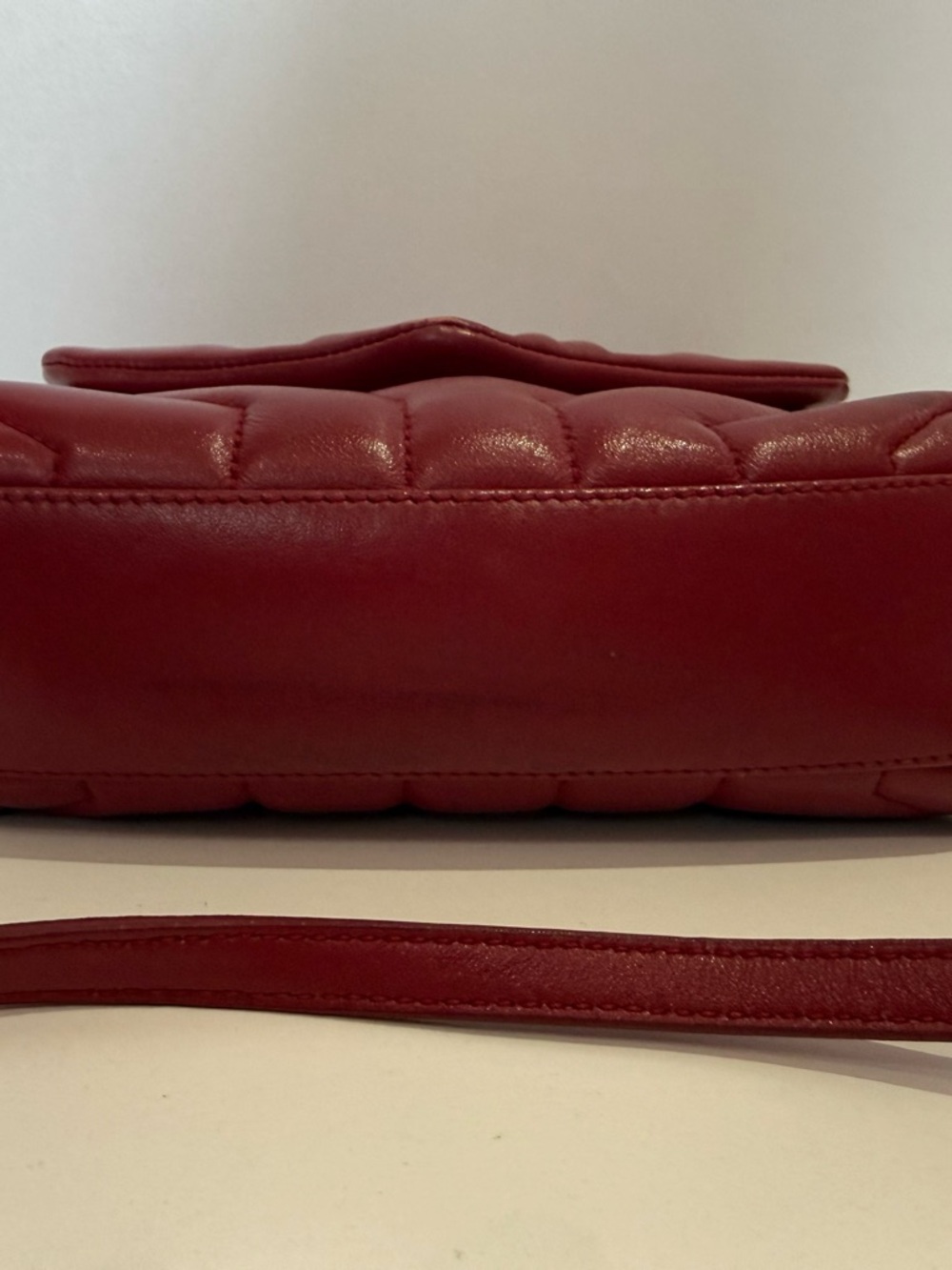 Saint Laurent Burgundy Quilted Leather Crossbody with Silver YSL Logo - Picture 3 of 4